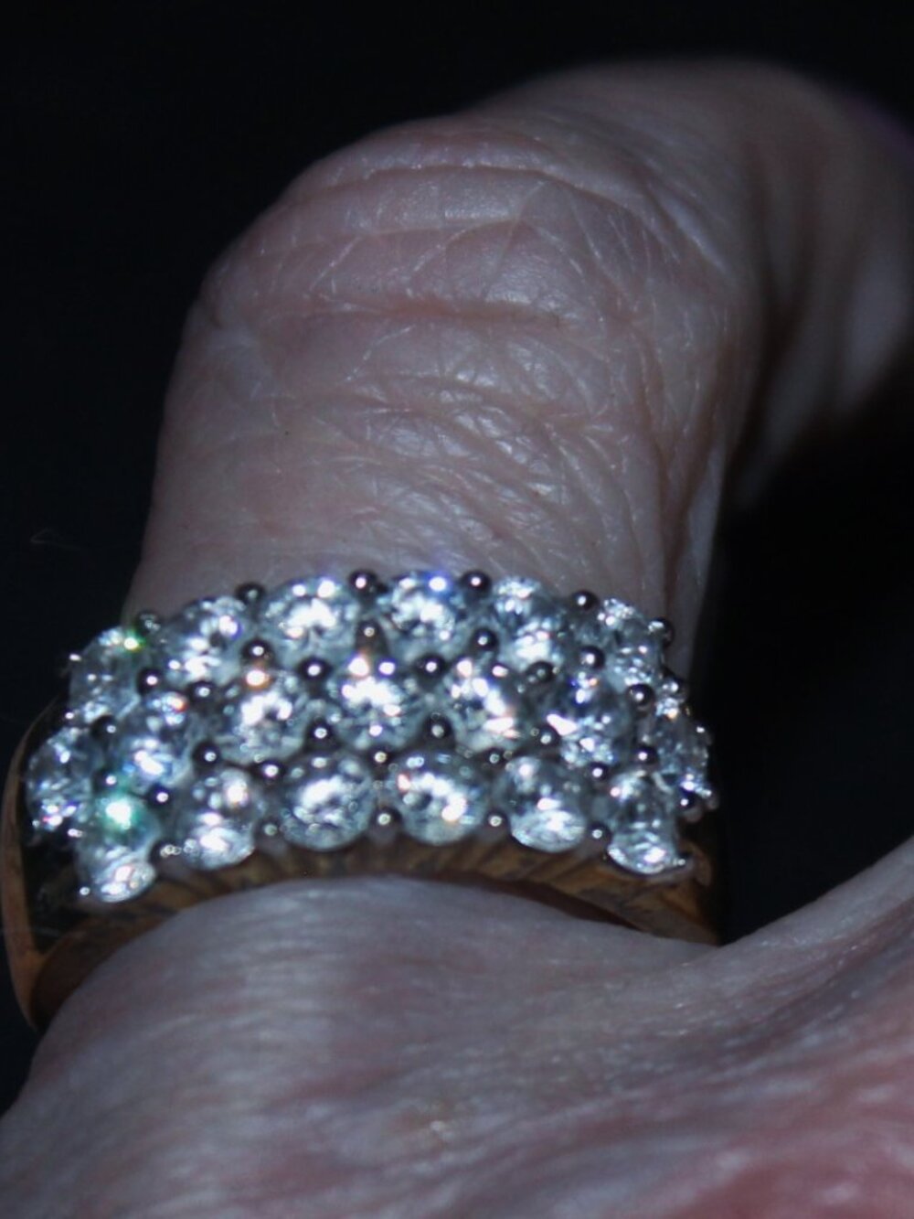 14K Gold Over 925 Sterling Multi Row Sparkling Topaz Statement Cocktail Ring